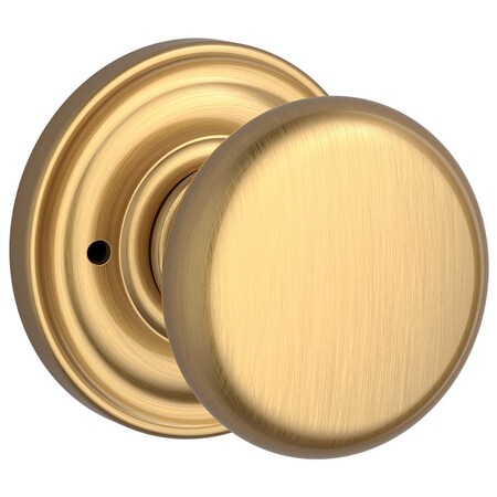 Baldwin Privacy Round Knob and Traditional Round Rose with 6AL Latch and Dual Strike Lifetime Satin PVROUTRR044