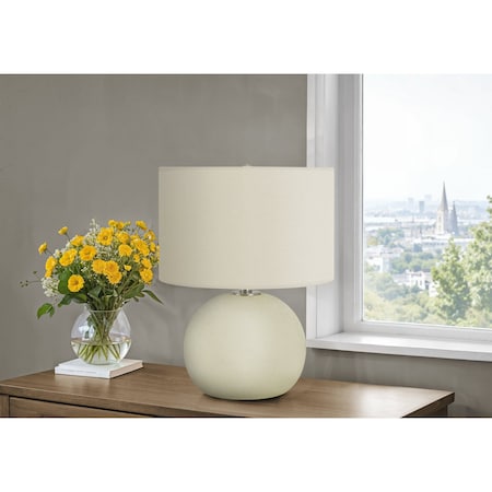 Monarch Specialties Lighting, 18 in.H, Table Lamp, Ivory / Cream Shade, Cream Ceramic, Contemporary I 9630