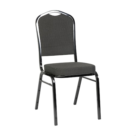 Flash Furniture HERCULES Series Crown Back Stacking Banquet Chair in Black Dot Patterned Fabric - Black Frame FD-C01-B-S076-GG