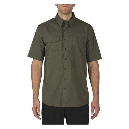 5.11 Stryke Shirt S/S Tdu Green 2XL, 38% Cotton, 62% Polyester, Button, 4 Pocket(s), Olive Green, 2XL 71354ABR-190-2XL