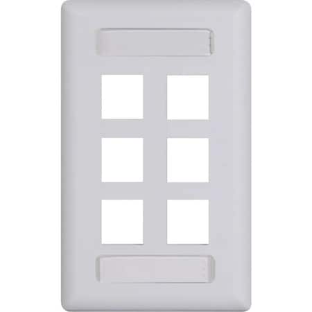 Icc Classic Single Gang Faceplate With ID - White- 6 Port IC107S06WH