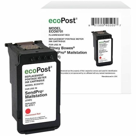 Cig ecoPost Remanufactured Postage Meter Red Ink Cartridge for Pitney Bowes SL-870-1 ECO8701