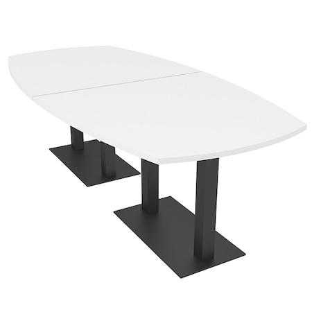 Skutchi Designs Arc Boat Conference Table, 45 in W, 96 in L, White HAR-ABOT-48x96-DOU.BK-W960