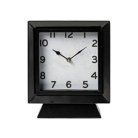 Homeroots 11" Black Fabric Table Clock 376243