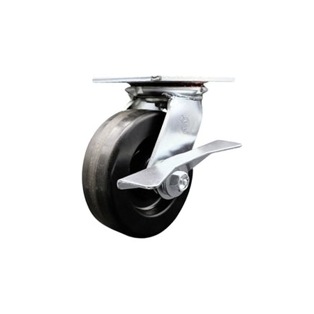 Service Caster 6 Inch Heavy Duty Phenolic Caster with Ball Bearing and Brake SCC-35S620-PHB-SLB