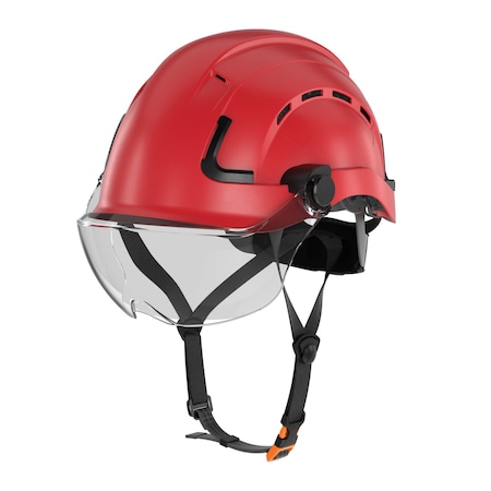 Defender Safety H2-CH Safety Helmet w/ Clear Visor - Type 2 Class C, ANSI Z89 and EN12492 rated, Red H2-CH-04V