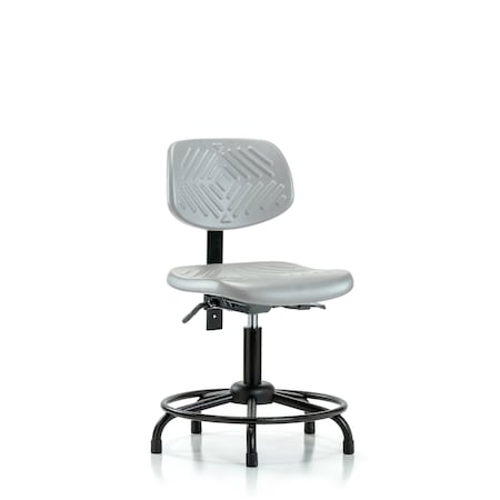 Blue Ridge Ergonomics Poly Chair with Round Tube Base-Desk Ht with Medium Back, Seat Tilt, & Stat Glides in Gray Poly PDHCH-MB-RT-T1-A0-RG-GRY