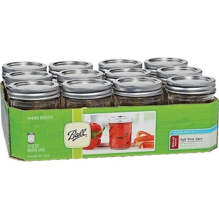 Jarden Ball 1440060000 Regular Mouth Mason Jar, 8 oz Capacity, Glass 60000ZFP