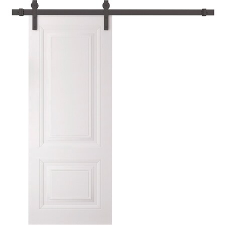 Sartodoors Barn Door 28 x 84 inches, BASIC 9422 White, 6.6FT Rail Track Heavy Hardware Set, Solid Panel Inte BASIC9422BD-B-SKIN-2884