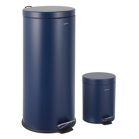 Happimess Oscar 8-Gallon Step-Open Trash Can with FREE Mini Trash Can, Denim Blue HPM1000B