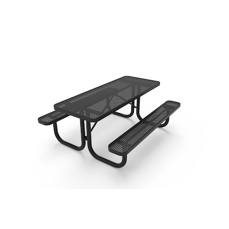 Mytcoat 6ft Rectangular Portable Outdoor Table, Black, Seats 6, Punched Steel, Textured Coating 804064