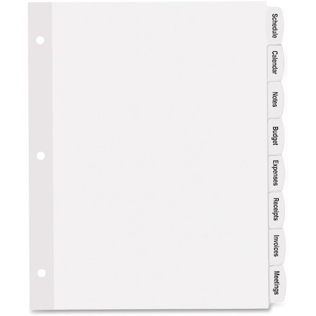 Workstationpro Easy Peel Label Tab Divider, 8 Tab White, 6PK TH824725