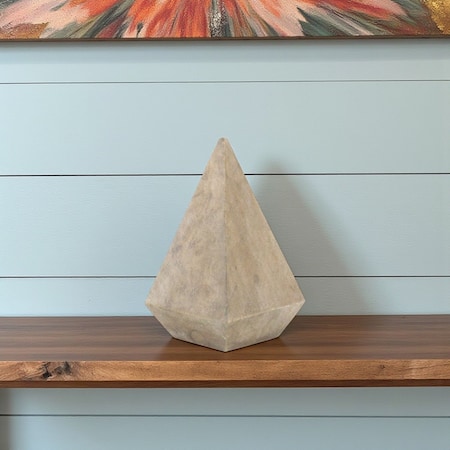Homeroots 4" Natural Solid Wood Pyramid Decorative Sculpture 635609