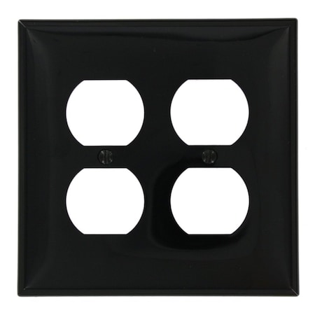 Leviton Receptacle Wallplate, Midway Size, Gang 2, Black PJ82-E