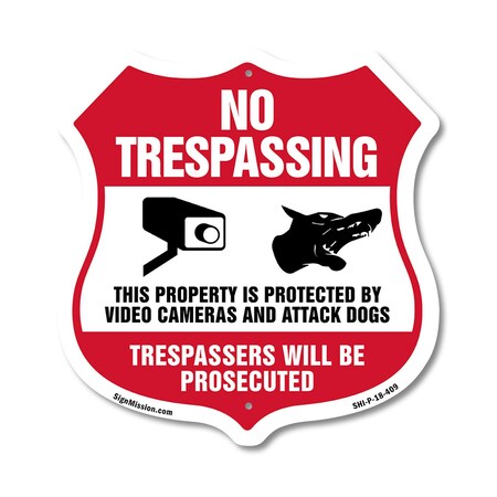 Signmission No Trespassing Shield Sign This Property, 18 Inch X 18 Inch, Plastic Sign SHI-P-18-409