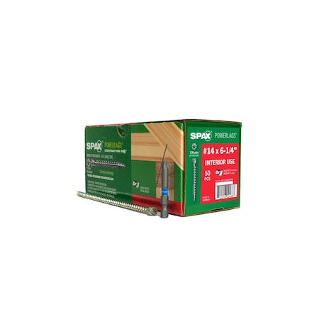 Spax #14 x 6-1/4 in Interior Structural Wood Truss Rafter Screws Powerlags T-Star Plus, 50PK 42110106016045
