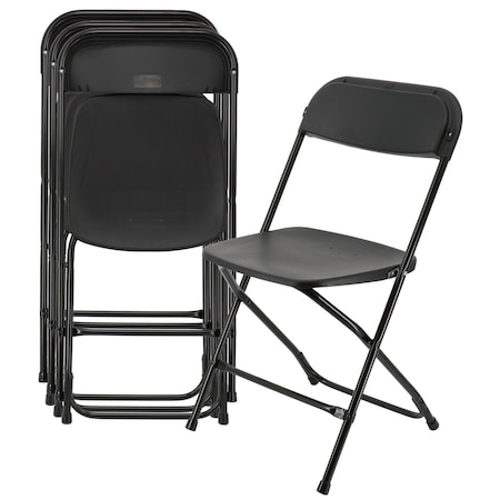 Elama 4 Piece Plastic Folding Chair in Black ELM-L003B