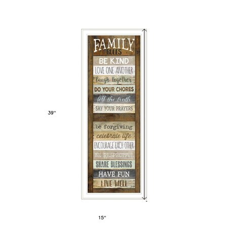 Homeroots Family Rules Shutter 2 White Framed Print Wall Art 406531