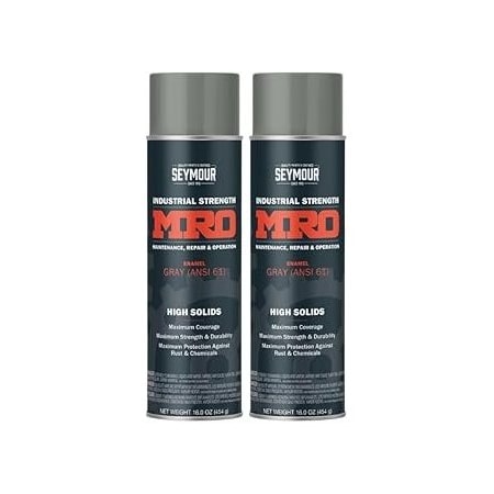 Seymour Midwest MRO Industrial High-Solids Spray Paint, ANSI 61 Gray, 16 oz, 2PK 6201416-2