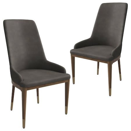 Leisuremod Viva Collection Modern Wooden Dining Chair in Mocha Brown, 2PK VC24MO2