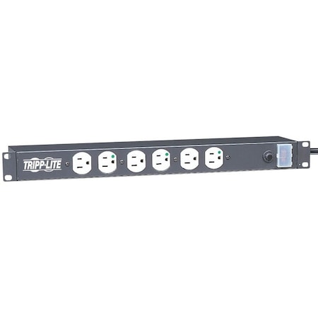 Tripp Lite Power Strip, Hospital Grade, Rack Mounted, 5-15R-HG, 5-15P-HG, 15 ft., Black RS-1215-HG