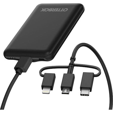 Otterbox Mobile Charging Kit Power Bank 5,000 Mah And 3 In 1 Cable 1m, Black 78-80638
