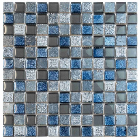 Apollo Tile Gray Blue 11.7 in x 11.7 in Glass, Resin Glossy Floor and Wall Mosaic Tile 4.75 sqft/case, 5PK APLBDA882324A