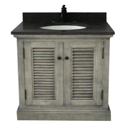 Infurniture WK1936-G plus WK top 37 in. Rustic Solid Fir Sink Vanity In Grey-No Faucet WK1936-G +WK top