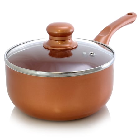 Better Chef 2 Qt. Copper Colored Ceramic Coated Saucepan with glass lid SP6