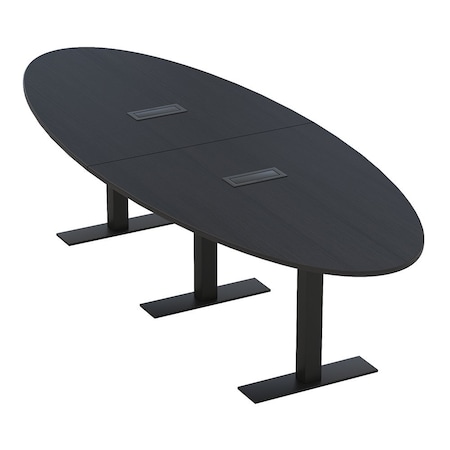 Skutchi Designs 10 Person Conference Table With Power Unit | 12' Oval Table | Harmony Series HAR-OVL-48X144-T.BK-U999ST19-EBLK