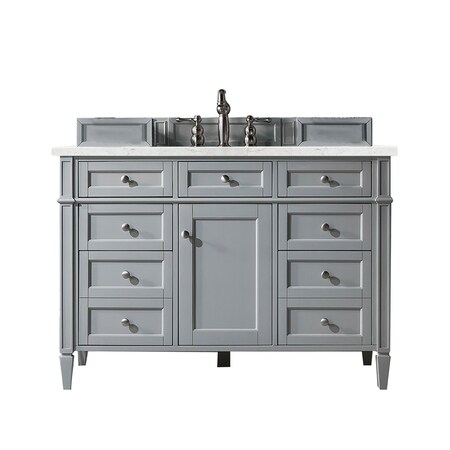 James Martin Vanities Brittany 48in Single Vanity, Urban Gray w/ 3 CM Eternal Jasmine Pearl Silestone Top 650-V48-UGR-FEJP