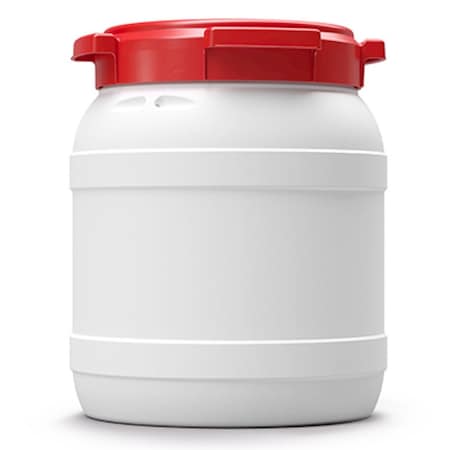 Curtec Drum with lid, PE, 15L, white - red 7015-58-046