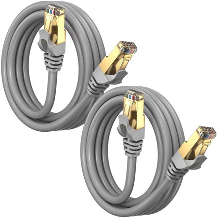 Maximm 6ft Flat Cat7 SFTP Shielded Ethernet Cable, 2PK, Gray, 2PK CAT76FTGrey-2Pk