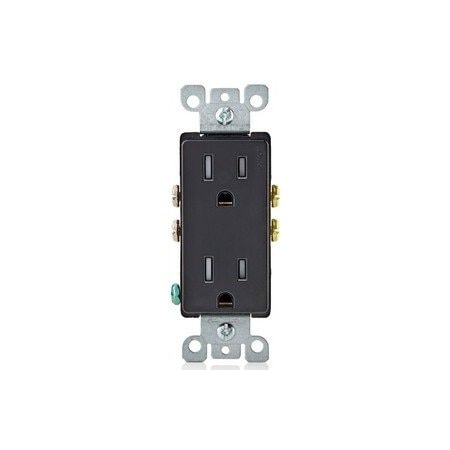Leviton Straight Blade Receptacle, 5-15R, 15 A, 125V AC, 2 Pole, 3 Wire, Flush Mount, Grounded T5325-E