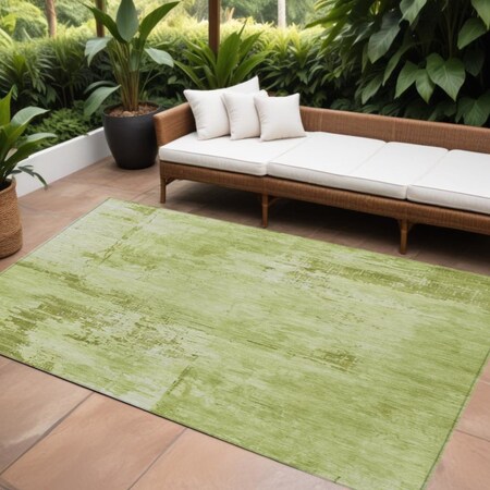 Homeroots 9' X 12' Lime Green And Ivory Abstract Washable Indoor Outdoor Area Rug 602717