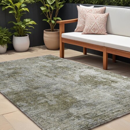 Homeroots 10' X 14' Green Abstract Washable Non Skid Indoor Outdoor Area Rug 564232