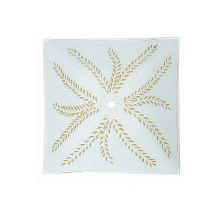 Satco 15 in. Square Glass Lamp Shade White And Gold Scroll Pattern 50/193