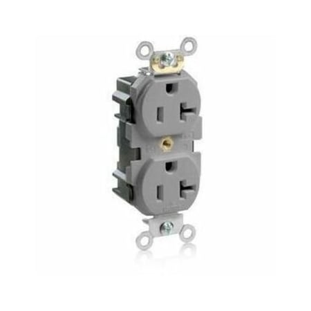 Leviton Straight Blade Receptacle, 5-20R, 20 A, 125V AC, Flush Mount, Self-Grounded M5362-GYS