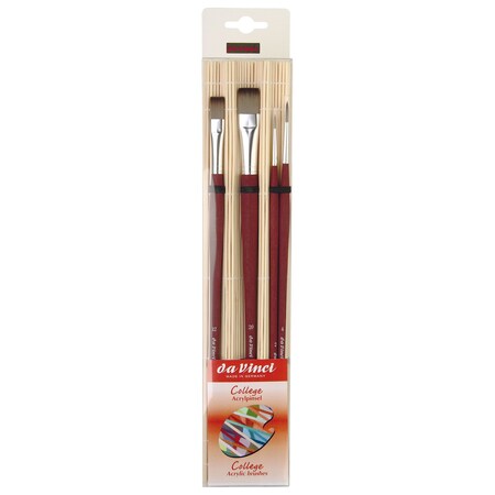 Da Vinci COLLEGE Student Brush, Synthetic, Acrylic & Oil, Assorted, 4 Brush Set in Bamboo Carrier VA-5305_0