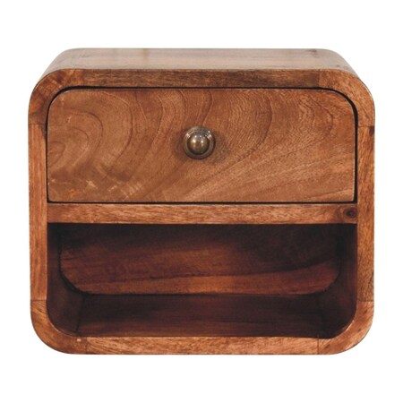 Homeroots 12" Natural Solid Wood One Drawer Floating Nightstand 722534