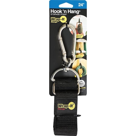Wrap-It Hook n Hang 24'' x 2'' Hanging Cinch Strap with Carabiner 100-HNH-24BL