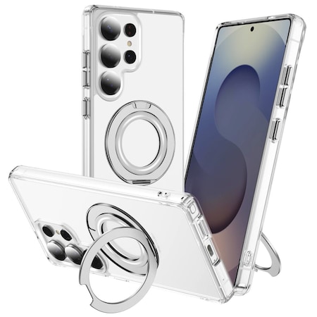 Alpha Digital Galaxy S25 ULTRA Case w/ Magnet Ring Stand- Full Protection, Soft Flex-360 shockproof S25U-CLEAR