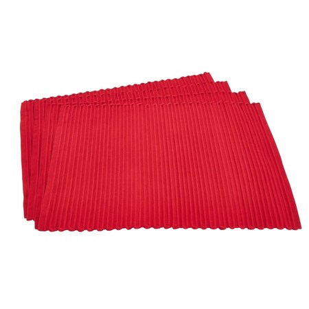 Rlm Distribution SARO 13 x 19 in. Cotton Mattor Ribbed Placemat Red - Set of 4 HO2657730
