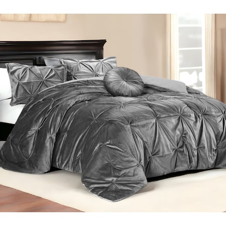 Homeroots Gray King Polyester 130 Thread Count Washable Down Comforter Set 528902