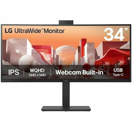 Lg 34IN MONITOR, 3440X1440, Curved, 21:9 IPS, HDMI 2.0 (2), DP 1.4, USB Type-C, USB 3.2 (4 DOWN 1 U 34BA85QE-B