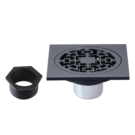 Kingston Brass 4" Brass Square Grid Shower Drain with Flange, Matte Black BSF4272MB