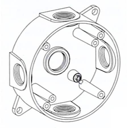 Radiant RB50-5 4 x 5.5 in. Holes Round Weatherproof Box, Gray RA2134309