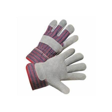 Anchor Brand Leather Palm Gloves, Large, Cowhide, Leather, Gray, Striped Back, 12PK 101-2000