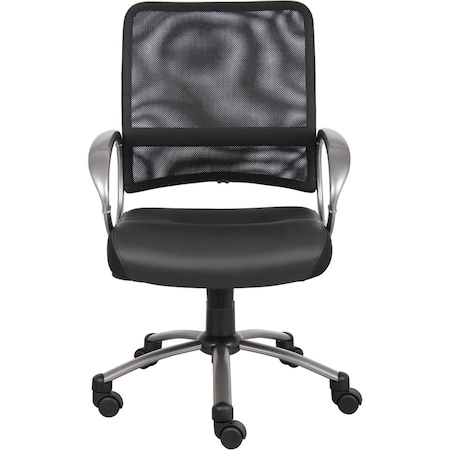 Lorell Leather Task Chair, 18-1/9" to 20-20/23", Black LLR69518