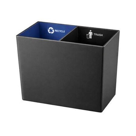 Hapco Elmar Essential Dual Chamber Vegan Leather 18 Quart Rectangular Wastebasket, Black, 6PK RWB118BLK